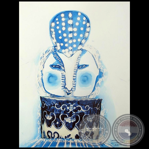 Cabeza de emperatriz - Serie AZUL dibujo sobre papel de Ricardo Migliorisi - Ao: 2018